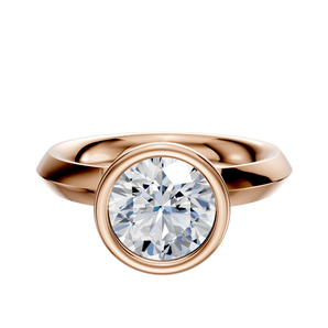 14K Rose Gold Bezel Full Bezel North/South Classic Knife Edge 3.0mm Engagement Ring