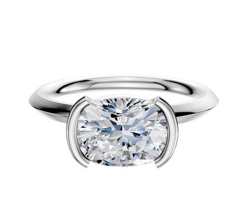 Platinum Bezel Half Bezel East/West Classic Knife Edge 2.0mm Engagement Ring