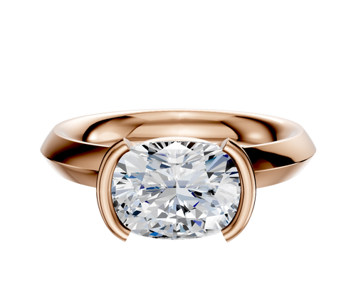 18K Rose Gold Bezel Half Bezel East/West Classic Knife Edge 3.0mm Engagement Ring