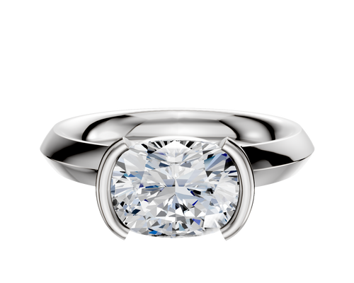 18K White Gold Bezel Half Bezel East/West Classic Knife Edge 3.0mm Engagement Ring