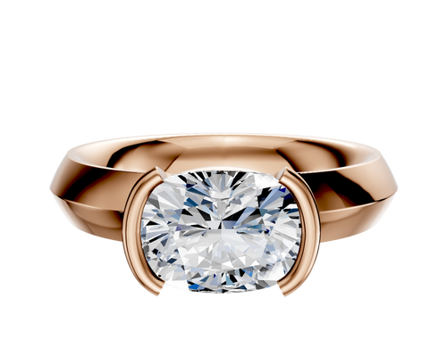18K Rose Gold Bezel Half Bezel East/West Classic Knife Edge 4.0mm Engagement Ring