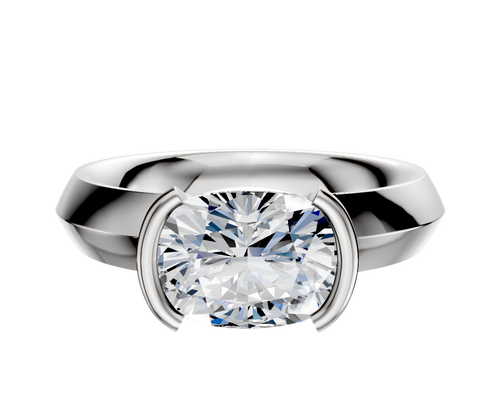 Platinum Bezel Half Bezel East/West Classic Knife Edge 4.0mm Engagement Ring