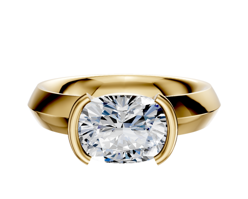 18K Yellow Gold Bezel Half Bezel East/West Classic Knife Edge 4.0mm Engagement Ring