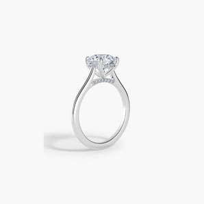 The Hidden Halo Plain Band Cathedral Lab Diamond Engagement Ring