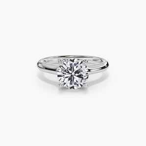 The Hidden Halo Plain Band Cathedral Lab Diamond Engagement Ring