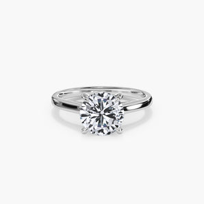 The Hidden Halo Plain Band Cathedral Lab Diamond Engagement Ring