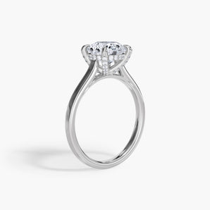 The Hidden Halo Plain Band Cathedral Lab Diamond Engagement Ring