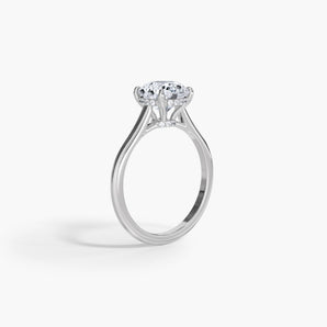 The Hidden Halo Plain Band Cathedral Lab Diamond Engagement Ring