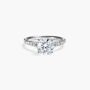 The Side Stone Half Pavé Band Round Brilliant Lab Diamond Engagement Ring