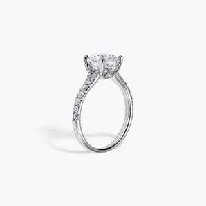 The Side Stone Half Pavé Band Round Brilliant Lab Diamond Engagement Ring