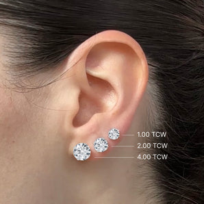 Stud Earring with Round Cut Lab Diamonds