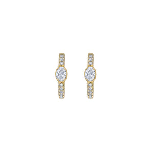 Mixed Shape Huggy Hoop Earring in Yellow Gold with Diamonds