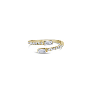Open Bypass Ring in Yellow Gold with Diamonds