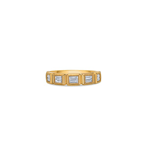 Square Bezel Ring in Yellow Gold with Diamonds