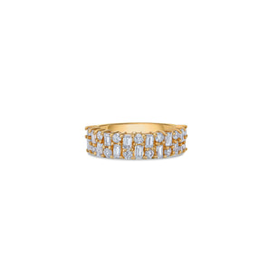 Pixel Band Ring in Yellow Gold and Diamonds