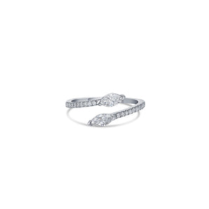 Open Bypass Ring in White Gold with Diamonds