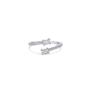Open Bypass Ring in White Gold with Diamonds
