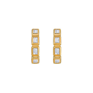 Square Bezel Hoop Earring in Yellow Gold with Diamonds