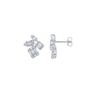 Mixed Shape Stud Earring in White Gold with Diamonds