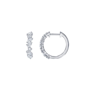 Mixed Shape Hoop Earring  In White Gold with Diamonds