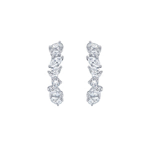 Mixed Shape Hoop Earring  In White Gold with Diamonds