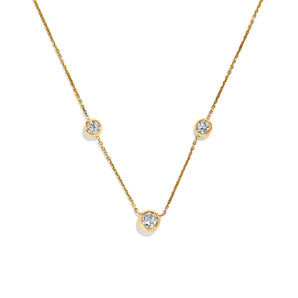 Bezel Station Necklace in Yellow Gold with Diamonds